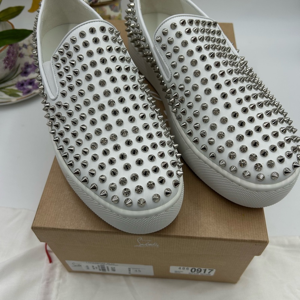 Men's Christian Louboutin roller boat  spiked sneakers size 45 made in Italy - Picture 11 of 11
